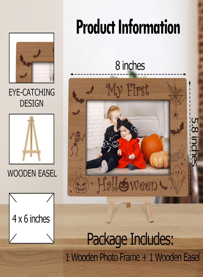 Cazhes Halloween Picture Frames, My 1st Halloween Wooden 4x6 Photo Frame with Easel, Kids Halloween Gifts for Home Office Tabletop Display Decorations - G12 - Image 2